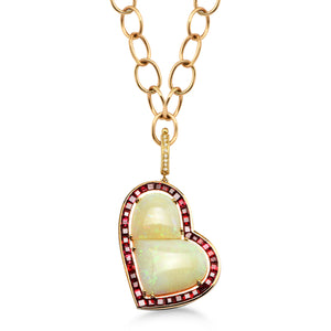 One-of-a-Kind Soul Mates Opal and Ruby Pendant (Chain not Included)