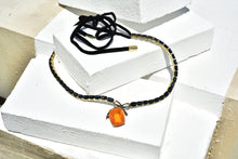 Load image into Gallery viewer, One-of-a-Kind Sapphire and Fire Opal Bow Necklace