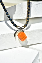 Load image into Gallery viewer, One-of-a-Kind Sapphire and Fire Opal Bow Necklace