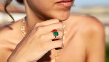 Load image into Gallery viewer, One-of-a-Kind Emerald and Fire Opal Ring